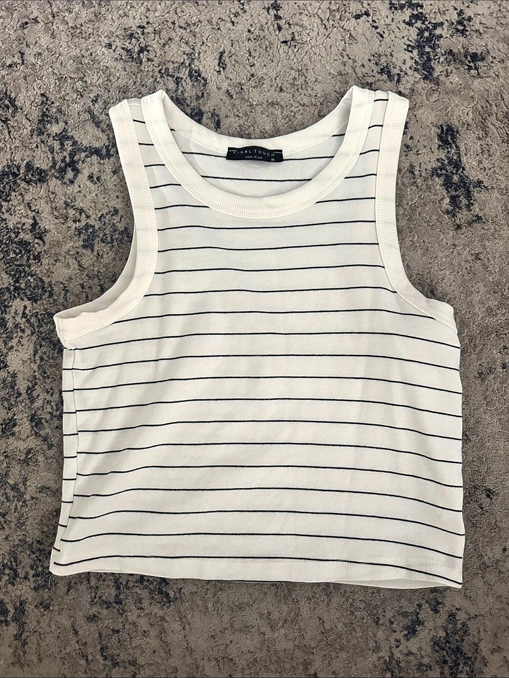 Final Touch Striped Tank Top in White & Black Size Medium Like New